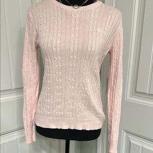 Classic Izod Cable-Knit Crewneck Sweater - Light Pink